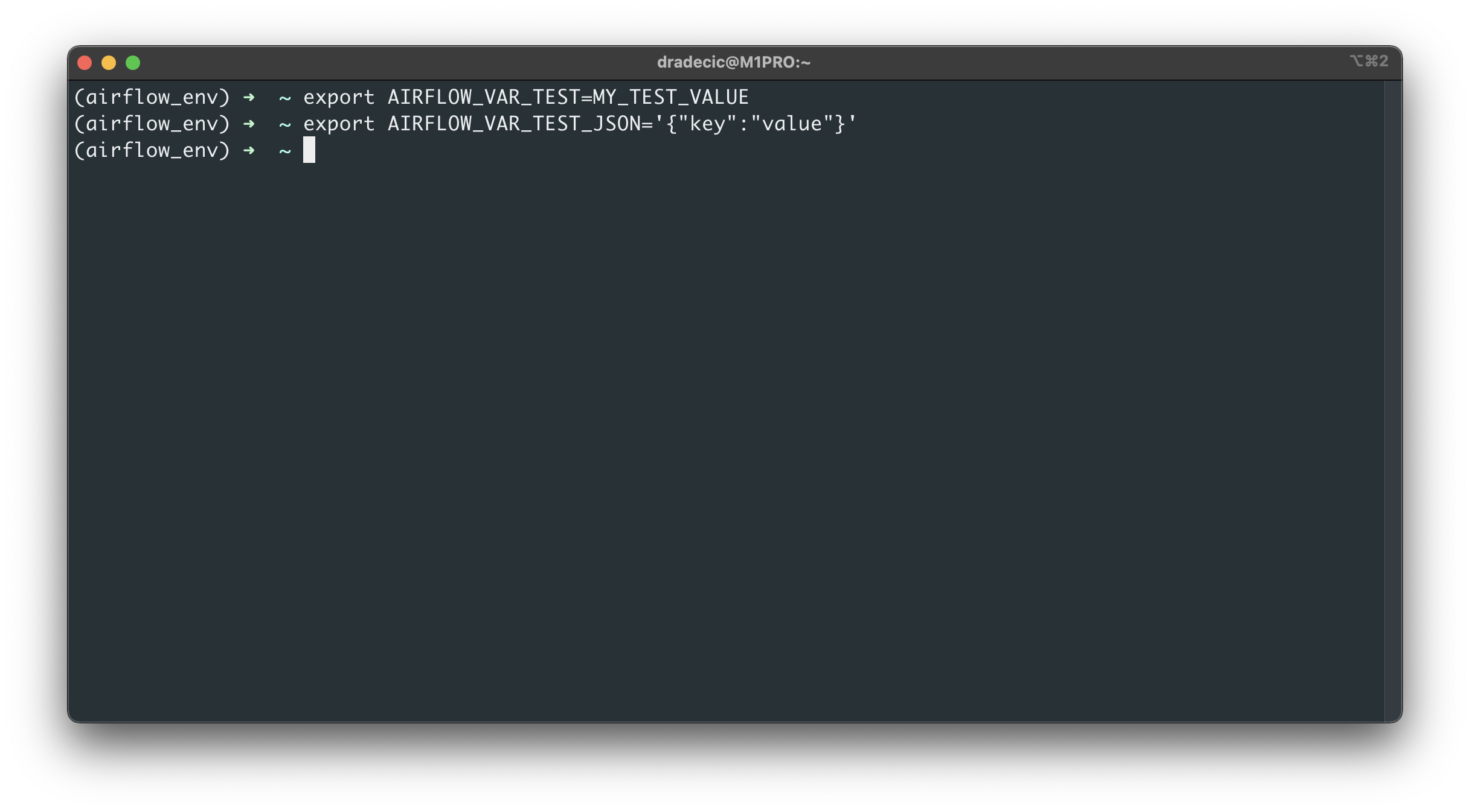 Image 5 - Adding Airflow variables through the Terminal (image by author)