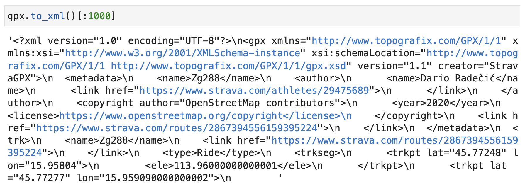 Image 6 — GPX file in XML format (image by author)