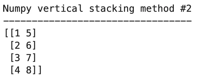 Image 6 - Vertical stacking in Numpy (2) (image by author)