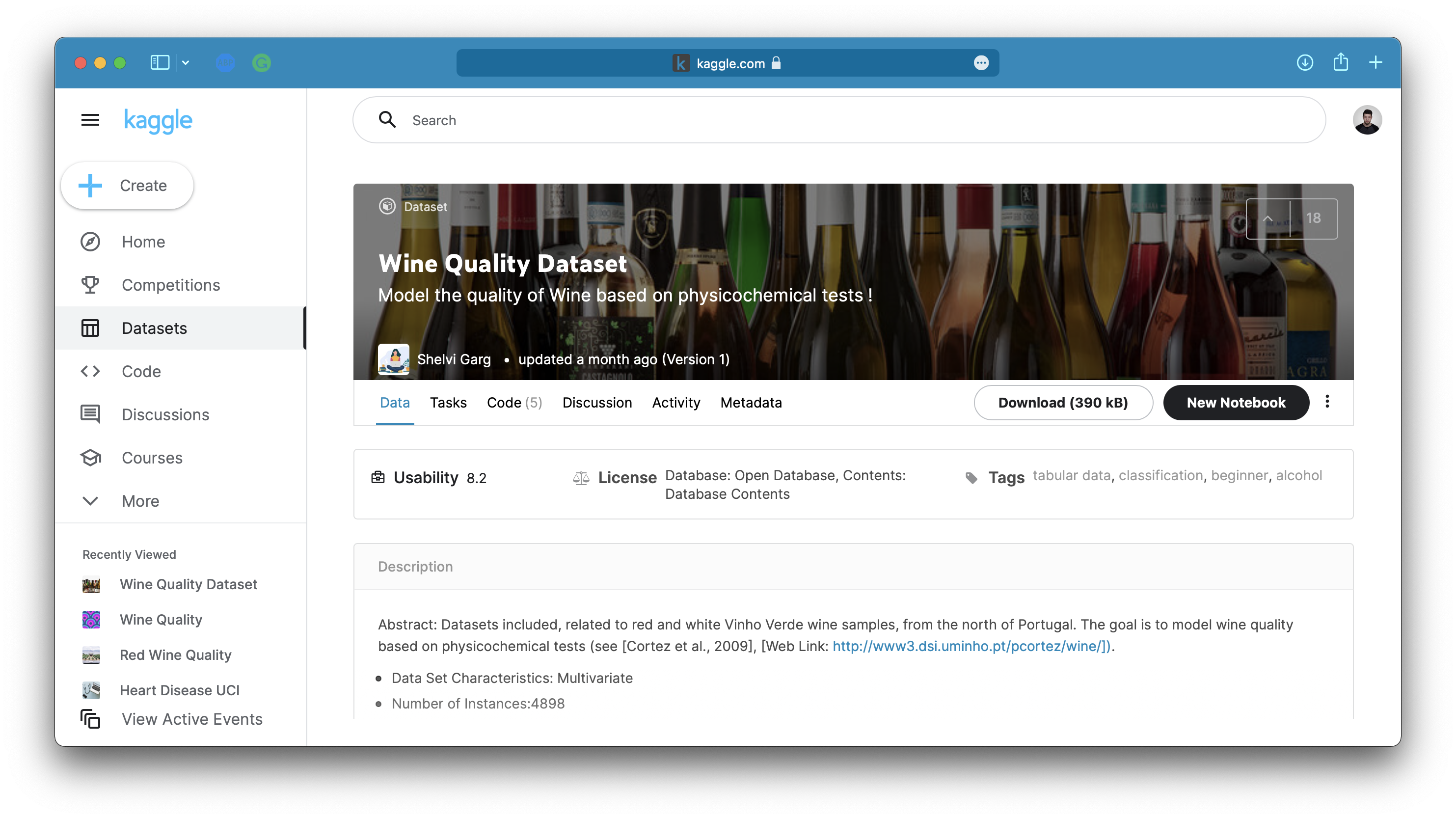 Image 1 — Wine quality dataset from Kaggle (image by author)