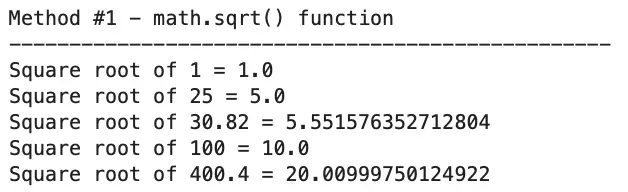 Image 4 - Math sqrt() function (image by author)